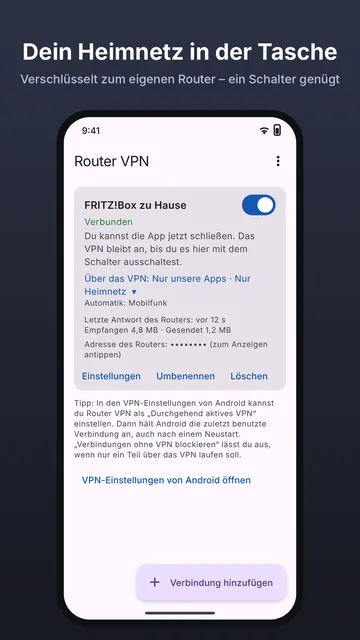 Router VPN: Verbindung zur FRITZ!Box ist verbunden