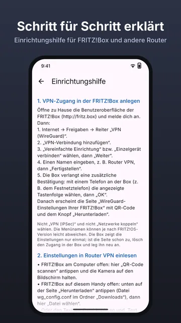 Router VPN: Einrichtungshilfe in der App