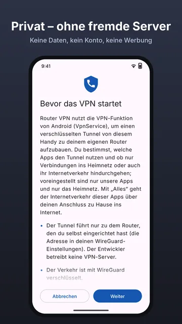Router VPN: Erklärung „Bevor das VPN startet“