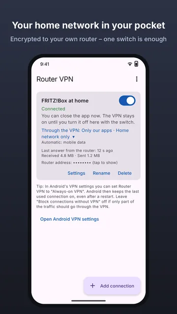 Router VPN: connection to the FRITZ!Box is connected